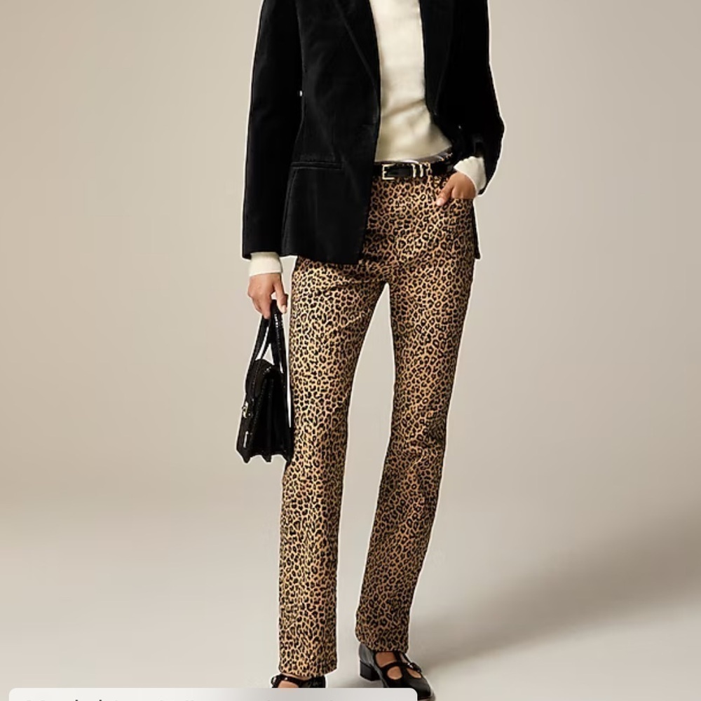 J crew Straight-leg chino pant in leopard print